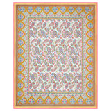 Cotton Dohar / Blanket King Bed Size Hand Block Printed (Yellow Gad Paisley)