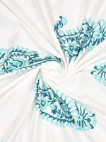 King Size Pure Cotton Hand Block Print Bedsheet (Turquoise Boota Paisley)