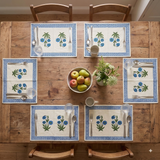 BLOCKS OF INDIA Dining Table Placemats, Block Printed Cotton, Hand Block Print