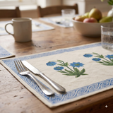 BLOCKS OF INDIA Dining Table Placemats, Block Printed Cotton, Hand Block Print