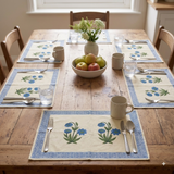 BLOCKS OF INDIA Dining Table Placemats, Block Printed Cotton, Hand Block Print