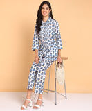BLOCKS OF INDIA Co ords Set in Pure Cotton Blue Pintex