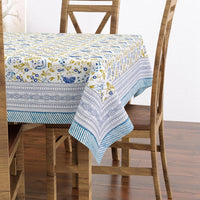 Pure Cotton Table Cloth Rajasthani Hand Block Printed (Blue jaal)