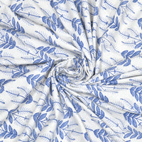 BLOCKS OF INDIA Hand Block Print Cotton King Size Bedsheet (Blue Leaf)