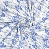 BLOCKS OF INDIA Hand Block Print Cotton King Size Bedsheet (Blue Leaf)