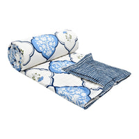 BLOCKS OF INDIA Hand Block Printed Cotton King Size Quilt (Blue Mughal)