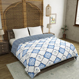 BLOCKS OF INDIA Hand Block Printed Cotton King Size Quilt (Blue Mughal)