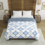 BLOCKS OF INDIA Hand Block Printed Cotton King Size Quilt (Blue Mughal)