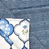 BLOCKS OF INDIA Hand Block Printed Cotton King Size Quilt (Blue Mughal)
