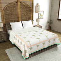 Cotton Dohar / Blanket King Bed Size Hand Block Printed (Brown Tree)