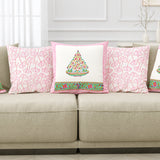 Rajasthani Handmade Hand Block Print Cotton Cushion Cover , Pink Bowl Motifs (5 Pcs)