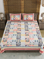 King Size Pure Cotton Hand Block Print Bedsheet (Red Chokdi)