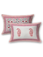 King Size Pure Cotton Hand Block Print Bedsheet (Pink Floral)