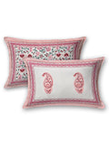 King Size Pure Cotton Hand Block Print Bedsheet (Pink Floral)