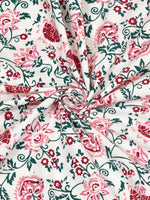 King Size Pure Cotton Hand Block Print Bedsheet (Pink Floral)