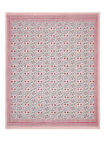 King Size Pure Cotton Hand Block Print Bedsheet (Pink Floral)