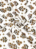 Hand Block Print Cotton King Size Bedsheet (Brown Buti)
