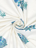 King Size Pure Cotton Hand Block Print Bedsheet (Blue Kairi)