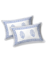BLOCKS OF INDIA Hand Block Print Cotton King Size Bedsheet (Blue Pot)