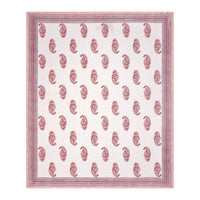 King Size Pure Cotton Hand Block Print Bedsheet (Pink Paisley)