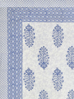 BLOCKS OF INDIA Hand Block Print Cotton King Size Bedsheet (Blue Pot)