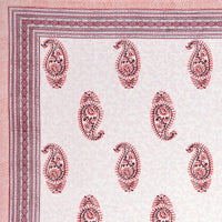 King Size Pure Cotton Hand Block Print Bedsheet (Pink Paisley)