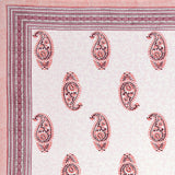 King Size Pure Cotton Hand Block Print Bedsheet (Pink Paisley)