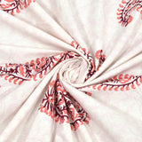 King Size Pure Cotton Hand Block Print Bedsheet (Pink Paisley)