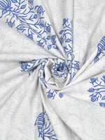 BLOCKS OF INDIA Hand Block Print Cotton King Size Bedsheet (Blue Pot)