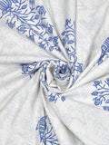 BLOCKS OF INDIA Hand Block Print Cotton King Size Bedsheet (Blue Pot)