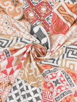 King Size Pure Cotton Hand Block Print Bedsheet (Orange Chokdi - IKAT)