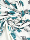 King Size Pure Cotton Hand Block Print Bedsheet (Turq Buta)
