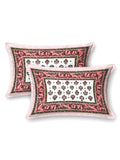 Hand Block Print Cotton King Size Bedsheet (Peach Buti)