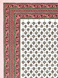 Hand Block Print Cotton King Size Bedsheet (Peach Buti)