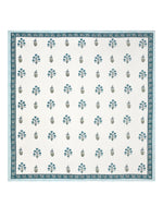 King Size Pure Cotton Hand Block Print Bedsheet (Blue Lily)
