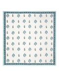 King Size Pure Cotton Hand Block Print Bedsheet (Blue Lily)