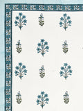 King Size Pure Cotton Hand Block Print Bedsheet (Blue Lily)