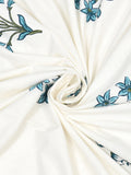 King Size Pure Cotton Hand Block Print Bedsheet (Blue Lily)