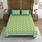 BLOCKS OF INDIA Hand Block Printed 300 TC Cotton Super King Size Bedsheet(106 x 106)