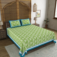 BLOCKS OF INDIA Hand Block Printed Cotton Super King Size Bedsheet(270 x 270)