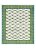 Hand Block Print Cotton King Size Bedsheet (Green Buti)