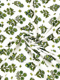 Hand Block Print Cotton King Size Bedsheet (Green Buti)
