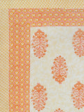 BLOCKS OF INDIA Hand Block Print Cotton King Size Bedsheet (Orange Pot)