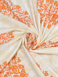 BLOCKS OF INDIA Hand Block Print Cotton King Size Bedsheet (Orange Pot)
