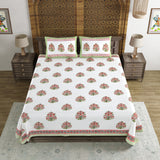 BLOCKS OF INDIA Hand Block Printed Cotton Super King Size Bedsheet(245 X 270 CM) (Color 14)