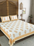 BLOCKS OF INDIA Hand Block Print Cotton King Size Bedsheet (Brown Pot)