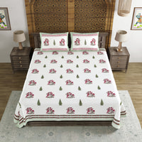 BLOCKS OF INDIA Hand Block Printed Cotton Super King Size Bedsheet(245 X 270 CM) (Color 15)