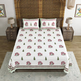 BLOCKS OF INDIA Hand Block Printed Cotton Super King Size Bedsheet(245 X 270 CM) (Color 15)