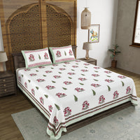 BLOCKS OF INDIA Hand Block Printed Cotton Super King Size Bedsheet(245 X 270 CM) (Color 15)