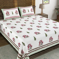 BLOCKS OF INDIA Hand Block Printed Cotton Super King Size Bedsheet(245 X 270 CM) (Color 15)